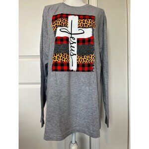 Love In Faith Christian Womens Long Sleeve Jesus Cross Shirt Size 2XL Plus